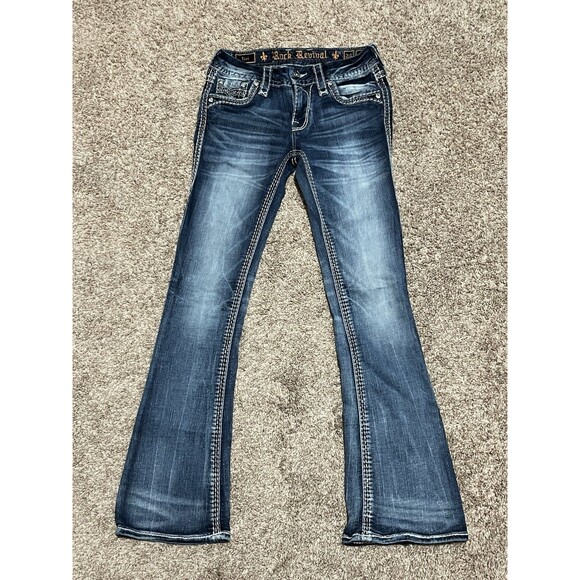 Rock Revival Liri Mid-Rise Boot Jeans Women's 24x30 Medium Wash Blue Denim - Picture 2 of 11